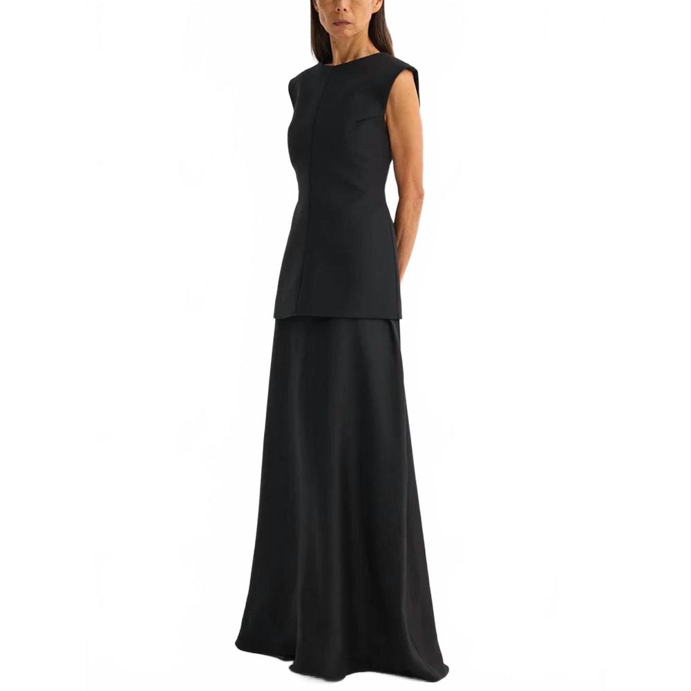 NEW ROHE open back integrated silk skirt dress in black - Picture 3 of 5